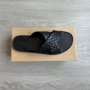 Black leather sandals